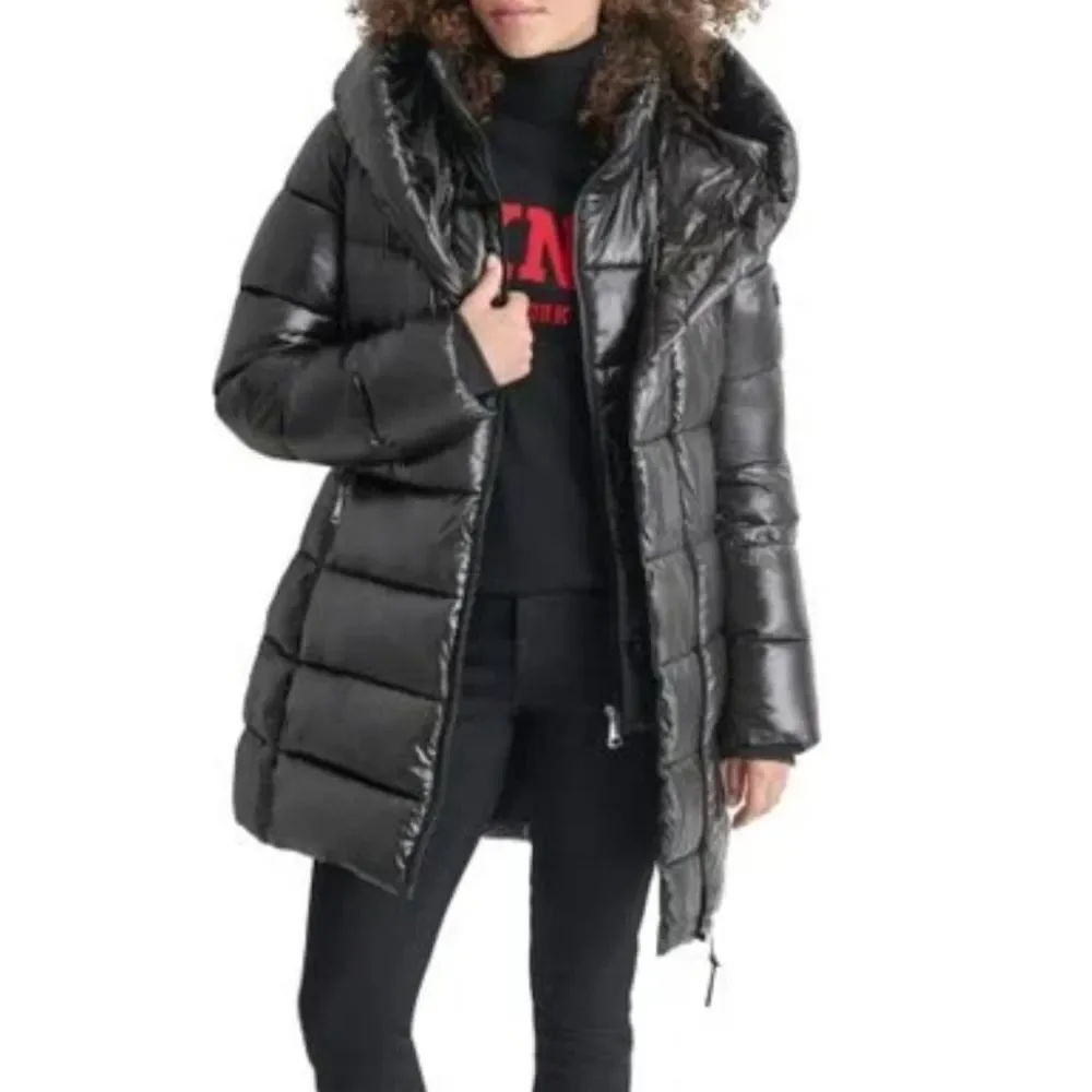 DKNY Shiny Black Puffer Jacket